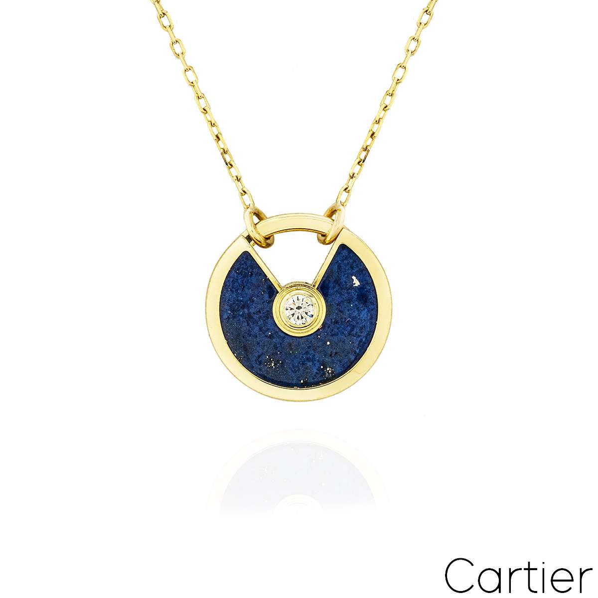 Cartier Yellow Gold Small Lapis Lazuli & Diamond Amulette De Cartier Necklace B7224521